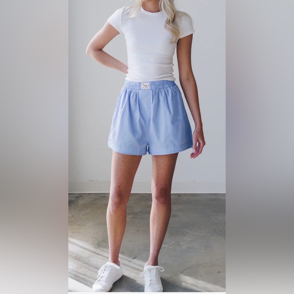 Free People Light Blue Day to Day Boxer Shorts